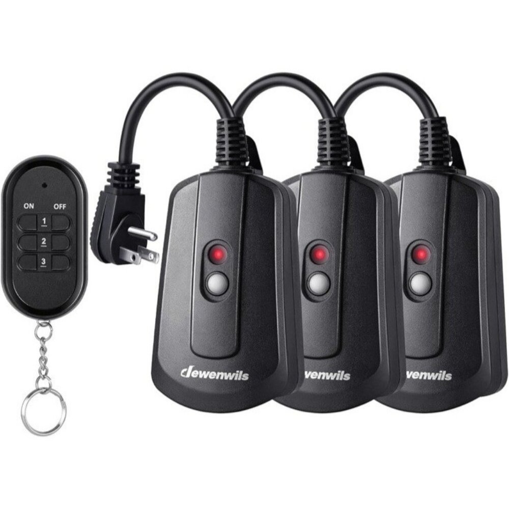 Outdoor Indoor Wireless Remote Control Outlet Kit, Waterproof  Electrical Plug